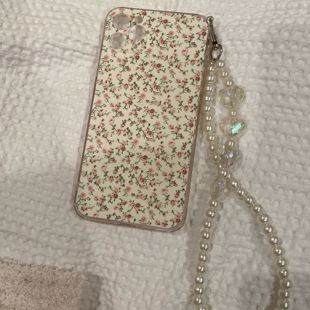 iPhone 11 Max Pro Floral Phone Case with Charm